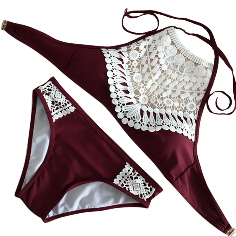 Vertvie 2017 Lace Sexy Low Waist Black Halter Women Biquini Patchwork Black Bordeaux Red Swimwear Bikini Set Women
Vertvie 2017 Lace Sexy Low Waist Black Halter Women Biquini Patchwork Black Bordeaux Red Swimwear Bikini Set Women