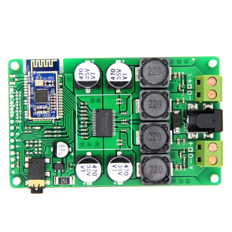 Bluetooth 5.0 Power Amplifier Board 2x30W/20W Support AUX Audio Input Support Serial Command to Change the Name Password
Bluetooth 5.0 Power Amplifier Board 2x30W/20W Support AUX Audio Input Support Serial Command to Change the Name Password