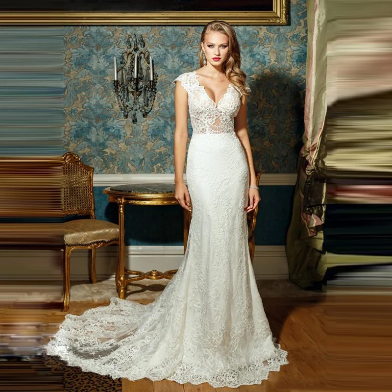 Elegant Lace Mermaid Sleeveless Wedding Dress Vestido de Casamento Back Hollow Sheer Bride Maxi Gown Birdal Wedding Party Wear
Elegant Lace Mermaid Sleeveless Wedding Dress Vestido de Casamento Back Hollow Sheer Bride Maxi Gown Birdal Wedding Party Wear