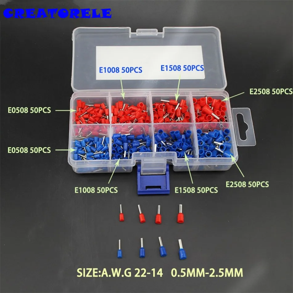 400pcs Copper Crimp Comector Insulated Cord Pin End Terminal Ferrules kit set Wire Terminals Comector
400pcs Copper Crimp Comector Insulated Cord Pin End Terminal Ferrules kit set Wire Terminals Comector