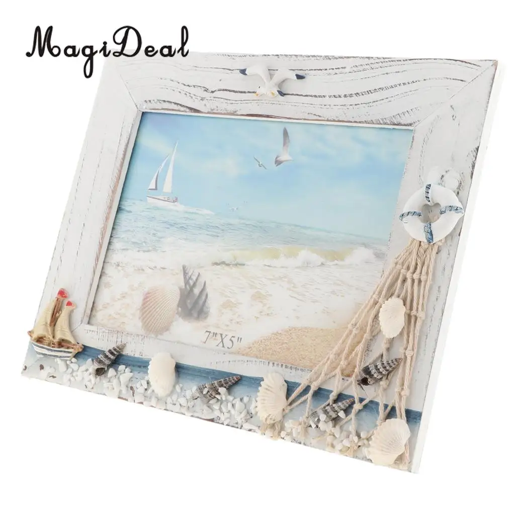 Chic Wooden Photo Picture Frame Family Wedding Photo Holder for Home Wedding Beach Hut Cottage Decoration