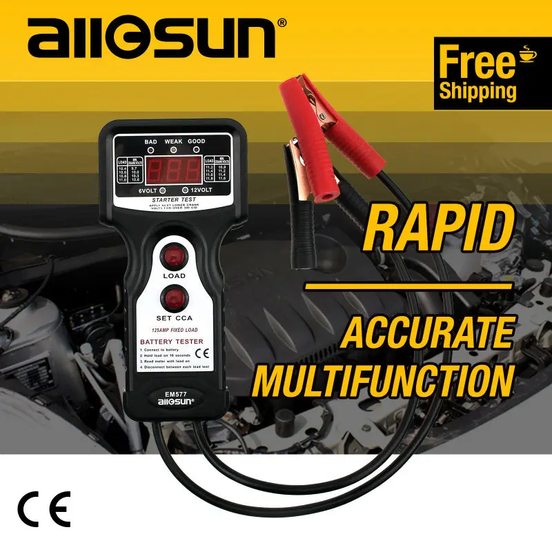 All-Sun EM577 CCA Тестер автомобильных аккумуляторных батарей для проверки всех свинцово-кислотных типов с номинальным напряжением 12 В (Фото 1) Блендеры,Миксеры All-Sun EM577 CCA Тестер автомобильных аккумуляторных батарей для проверки всех свинцово-кислотных типов с номинальным напряжением 12 В (Фото 1)