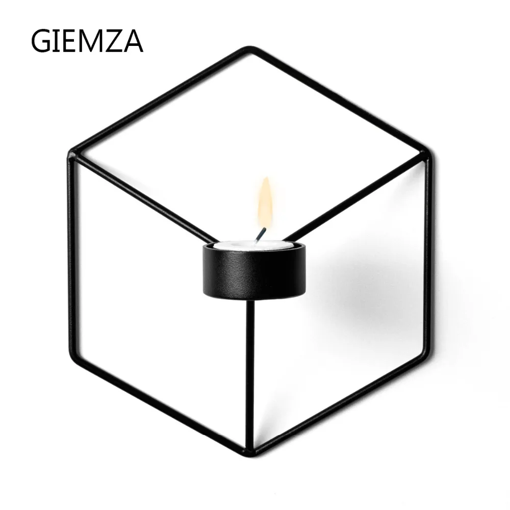 

GIEMZA Hexagon Sconce Candlestick 3D Iron Wall Hanging Metal Crafts 1pc 21cm Black White Stereoscopic Decor Home Moving Gift