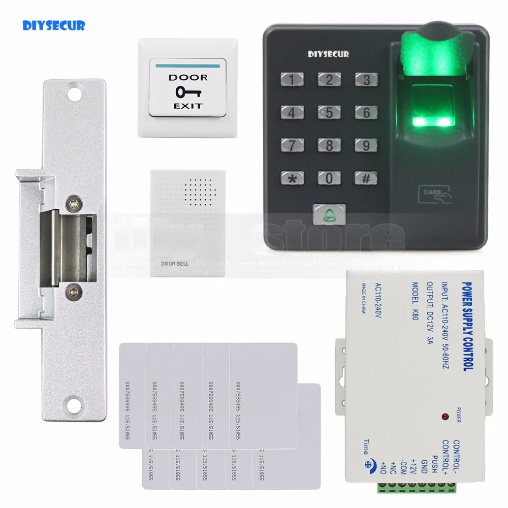 DIYSECUR Biometric Fingerprint RFID 125KHz Password Keypad Door Access Control System Kit + Strike Lock 
DIYSECUR Biometric Fingerprint RFID 125KHz Password Keypad Door Access Control System Kit + Strike Lock