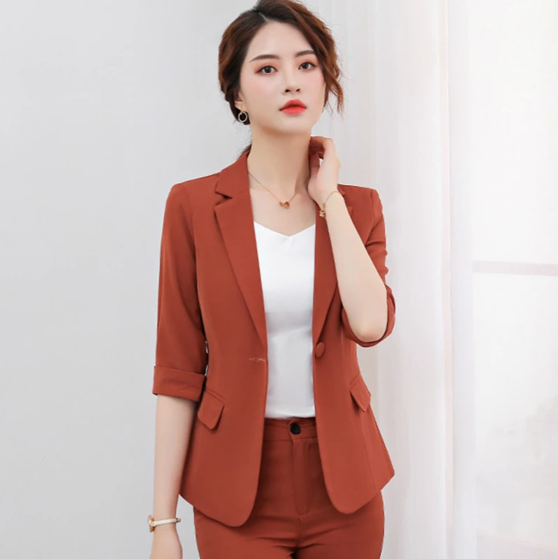 Women Suit Spring Summer Mid-Sleeve Slim Caramel Blazers Office Lady Fashion Work Casual Coat Ankle Pants Suits Women Clothes
Women Suit Spring Summer Mid-Sleeve Slim Caramel Blazers Office Lady Fashion Work Casual Coat Ankle Pants Suits Women Clothes