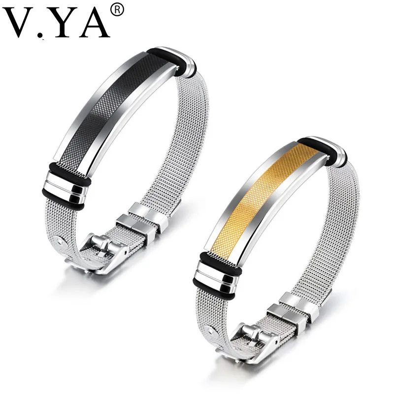 V.YA Unique Bracelet For Men Mesh Strap Band Perimeter 16.5-21 CM Black/ Gold Color Stainless Steel Man Wrap Bracelets Jewelries
V.YA Unique Bracelet For Men Mesh Strap Band Perimeter 16.5-21 CM Black/ Gold Color Stainless Steel Man Wrap Bracelets Jewelries