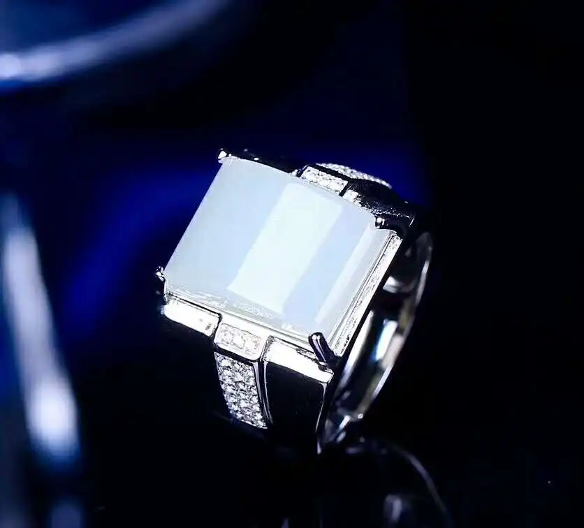 Hetian jade silver the latest white ring neutral design h28# | Украшения и аксессуары