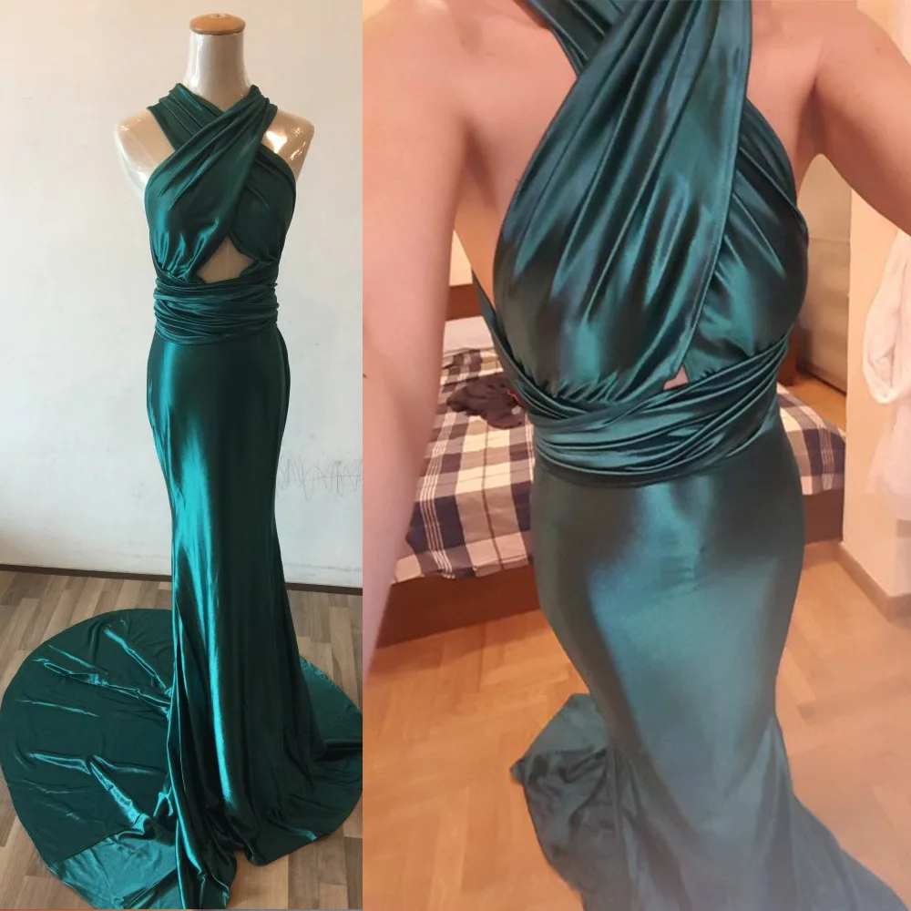 Elegant backless satin silk Mermaid tail Wonder dress