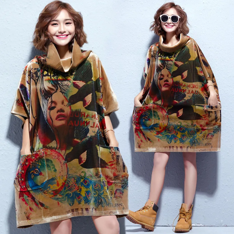 BIG SIZE 5XL Autumn Winter Women Fashion Vintage Novelty Print Tops Ladies Female Plus Large Loose Turtleneck Batwing T Shirt
BIG SIZE 5XL Autumn Winter Women Fashion Vintage Novelty Print Tops Ladies Female Plus Large Loose Turtleneck Batwing T Shirt