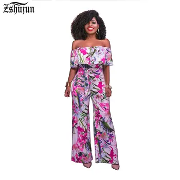 Hot Spot four seasons printing Jumpsuits One word collar Strapless Lotus leaf side Sexy trousers long Loudspeaker pants A2002
Hot Spot four seasons printing Jumpsuits One word collar Strapless Lotus leaf side Sexy trousers long Loudspeaker pants A2002