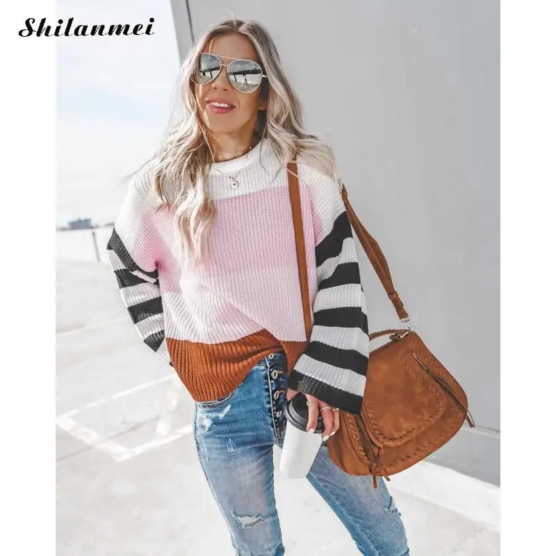 Autumn Women Sweater Fashion Striped Long Sleeve Knitwear 2019 Women Winter Causal Sweater Ladies Girls Gray Pink Pullover Tops
Autumn Women Sweater Fashion Striped Long Sleeve Knitwear 2019 Women Winter Causal Sweater Ladies Girls Gray Pink Pullover Tops