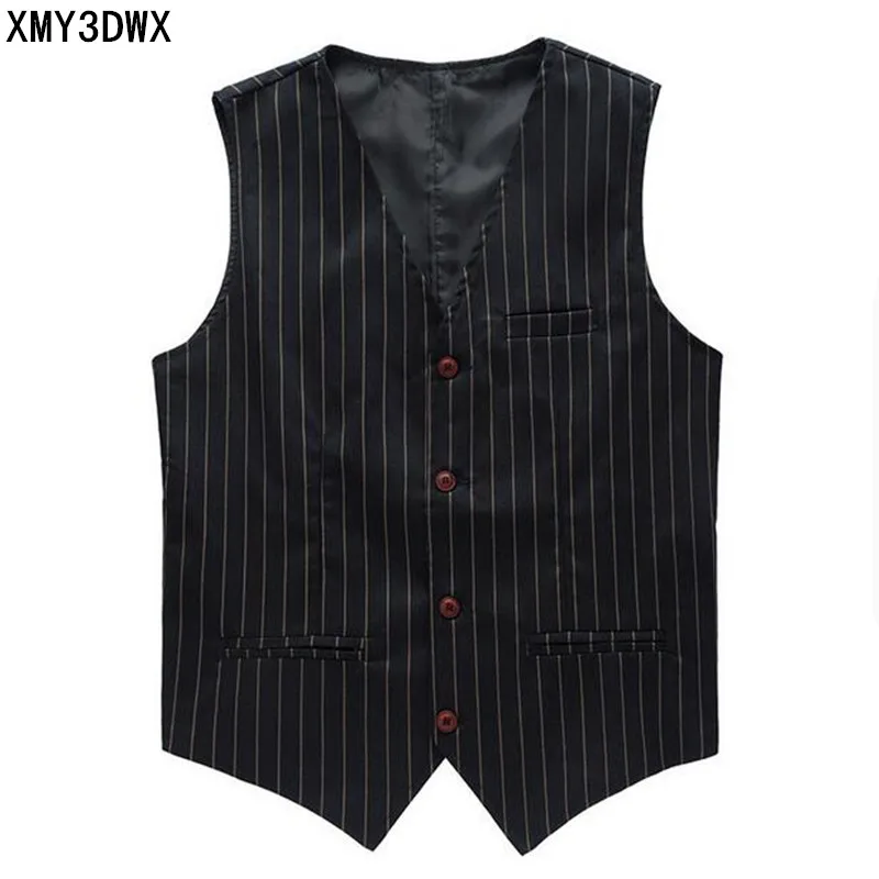 Image Dress Vests For Men stripe Waistcoat Slim Fit Tuxedo Suit Vest men Homme Casual Formal Business Jacket New Arrival gilet men