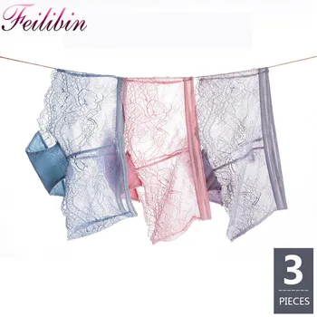 Feilibin 3Pcs/lot Panties Women Sexy Lace Briefs Silk Low Waist Panty Transparent Underwear Seamless Nylon Bikini Girls Lingerie
Feilibin 3Pcs/lot Panties Women Sexy Lace Briefs Silk Low Waist Panty Transparent Underwear Seamless Nylon Bikini Girls Lingerie