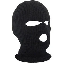 Capa protetora completa três 3 buracos balaclava malha chapéu inverno estiramento máscara de neve gorro chapéu novo preto quente rosto máscaras(China)