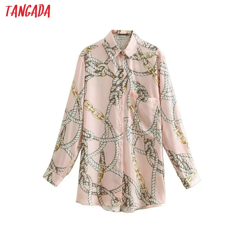 Tangada woman pink oversized blouses chain print spring 2019 long sleeve shirts retro blouse office ladies blusas BE302
Tangada woman pink oversized blouses chain print spring 2019 long sleeve shirts retro blouse office ladies blusas BE302