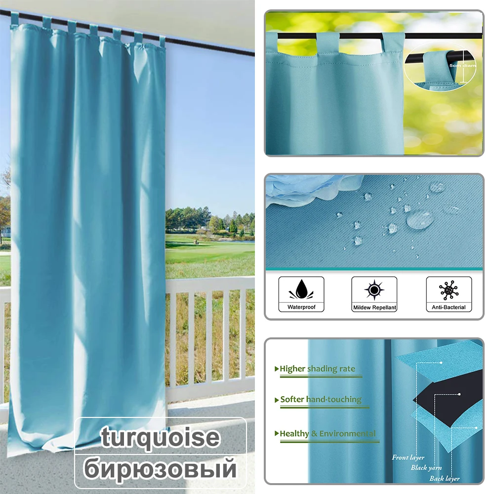 NICETOWN Wasserdichte Blackout Terrasse Outdoor Garten Vorhang Tab Top