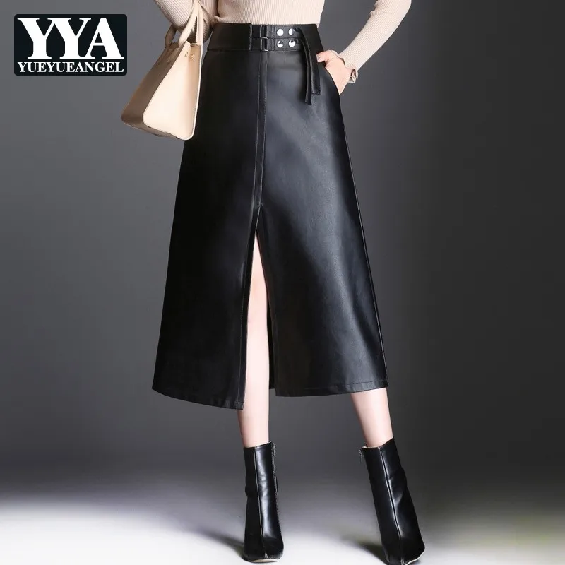 Women PU Skirt 2019 Solid Black Autumn Split Mid Length Skirts High Waist OL Skirt High Quality Office Lady Skirt Female Clothes
Women PU Skirt 2019 Solid Black Autumn Split Mid Length Skirts High Waist OL Skirt High Quality Office Lady Skirt Female Clothes