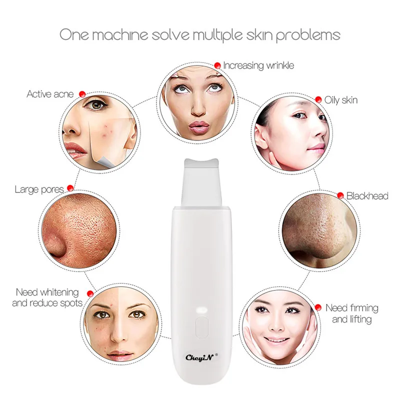 CkeyiN Ultrasonic Wave Skin Scrubber Remove Dirt Multifunctional Beauty Instrument Blackhead Removal Face Cleaning Care 
CkeyiN Ultrasonic Wave Skin Scrubber Remove Dirt Multifunctional Beauty Instrument Blackhead Removal Face Cleaning Care