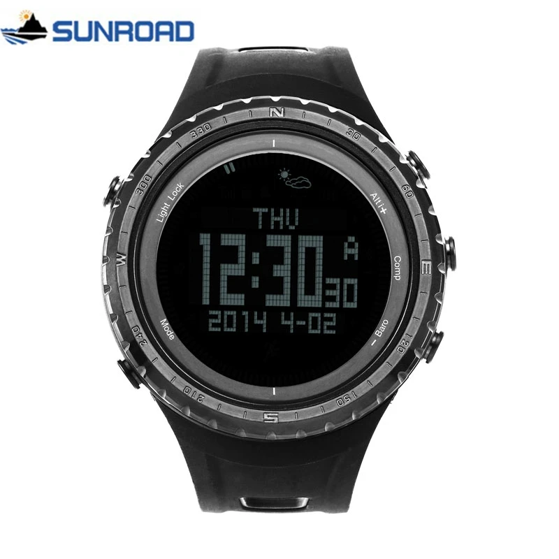 SUNROAD FR801 5ATM Waterproof Altimeter Compass Stopwatch Fishing Barometer Pedometer Outdoor Sport Digital Watch Backlight Men
SUNROAD FR801 5ATM Waterproof Altimeter Compass Stopwatch Fishing Barometer Pedometer Outdoor Sport Digital Watch Backlight Men