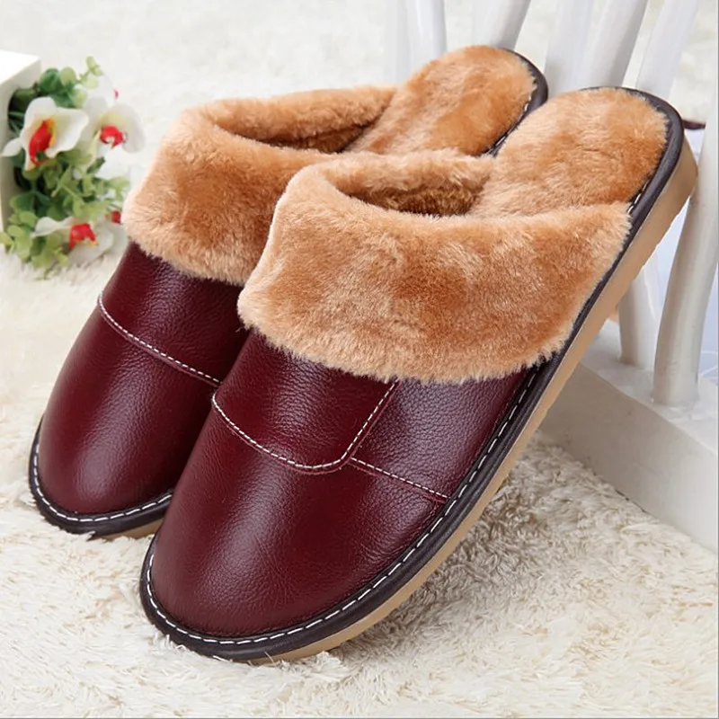 6 Colors 2018 New Genuine Leather Home Slippers High Quality Women Men Slippers Plush Warm Indoor Shoes Men Women Size 35-44 060 
6 Colors 2018 New Genuine Leather Home Slippers High Quality Women Men Slippers Plush Warm Indoor Shoes Men Women Size 35-44 060