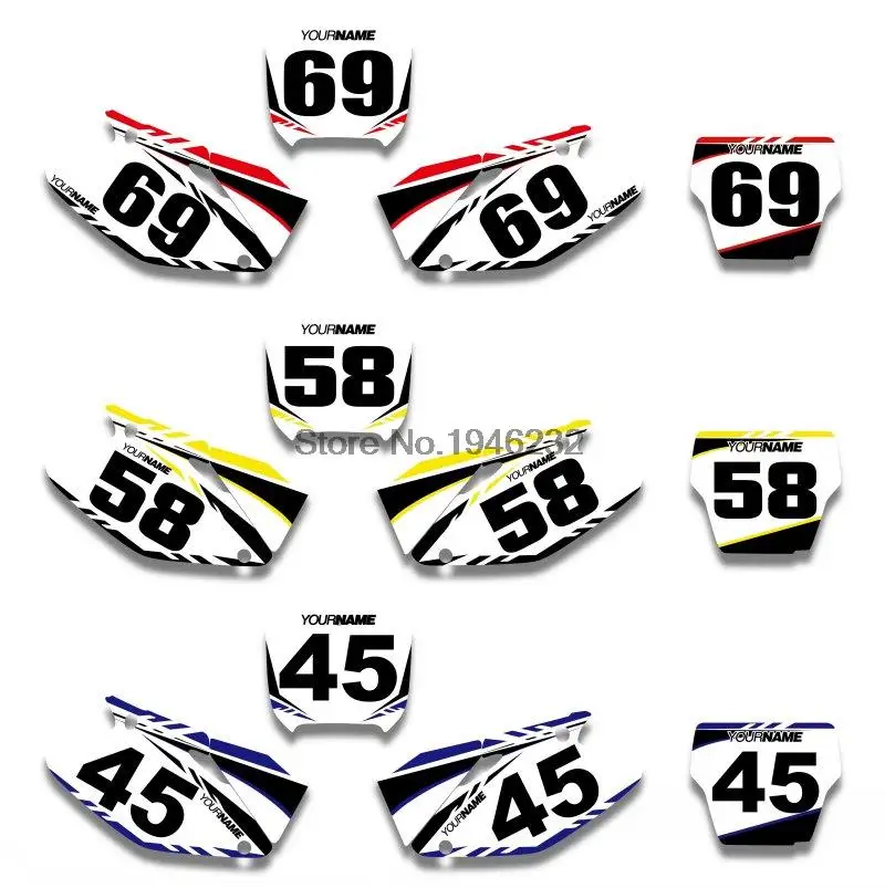 H2CNC Custom Number Plate Background Graphics Sticker & Decal For Honda CR125 CR250 2002 - 2012 2004 2006 2008 2010 CR 125 250 |