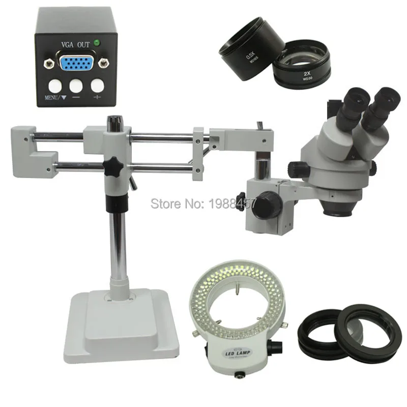 3.5x-90x double arm frame stereo zoom microscope hd 2 megapixel mini VGA industrial microscope camera 144 LED light
3.5x-90x double arm frame stereo zoom microscope hd 2 megapixel mini VGA industrial microscope camera 144 LED light