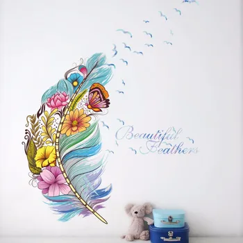 Colorful Feather Wall Stickers for Bedroom Living room Background Bird Flower Wall Decals Vinyl Wall Poster Art Home Decor dc12
Colorful Feather Wall Stickers for Bedroom Living room Background Bird Flower Wall Decals Vinyl Wall Poster Art Home Decor dc12