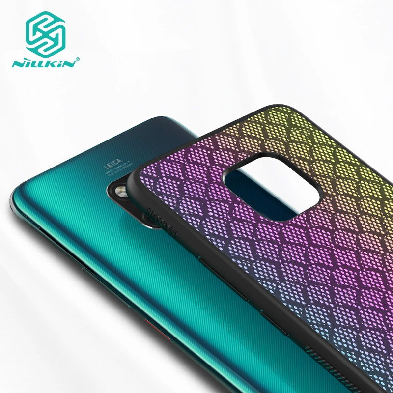 NILLKIN Case for Huawei Mate 20 Pro Woven Polyester Mesh Shell Colored Glitter Holographic Gradient Reflective Black Cover |