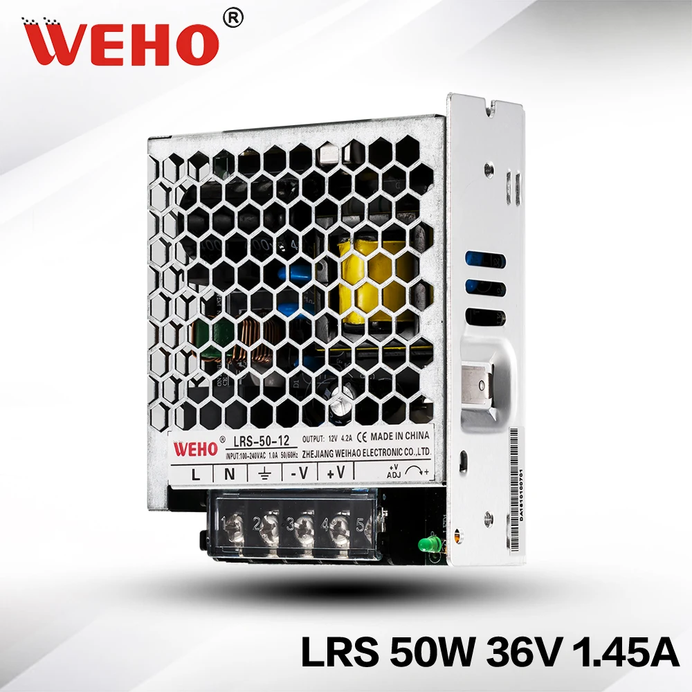 (LRS-50-36) WEHO 85-264v input ac to dc 50w 36v 1.45a 30mm ultra thin power supply
(LRS-50-36) WEHO 85-264v input ac to dc 50w 36v 1.45a 30mm ultra thin power supply
