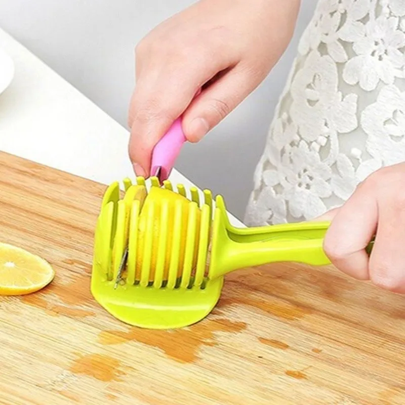 1pc Vegetable Fruits Slicer Cut Stand Clip Tomato Lemon Hand-held Cutter Lounged Slicer Kitchen Accessories Cooking Tool
1pc Vegetable Fruits Slicer Cut Stand Clip Tomato Lemon Hand-held Cutter Lounged Slicer Kitchen Accessories Cooking Tool