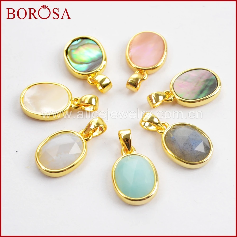 BOROSA 10PCS Oval Natural Multi-kind Stones Faceted Pendants Gold Bezel Gems Amazon Abalone Shell Pendant Jewelry WX994
BOROSA 10PCS Oval Natural Multi-kind Stones Faceted Pendants Gold Bezel Gems Amazon Abalone Shell Pendant Jewelry WX994