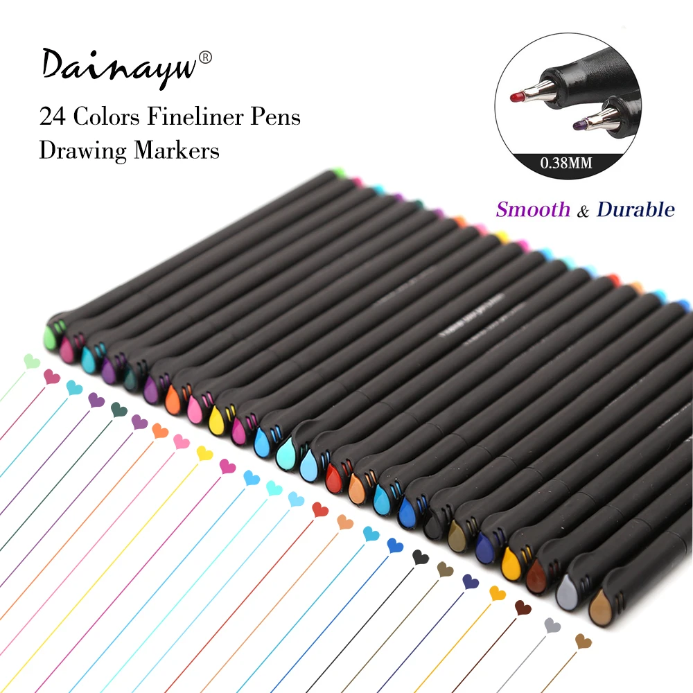 0.38MM 24 Vibrant Colors Set Fineliner Pen Fine Line Point Colored Writing Drawing Markers Pens for Coloring Book Art Projects
0.38MM 24 Vibrant Colors Set Fineliner Pen Fine Line Point Colored Writing Drawing Markers Pens for Coloring Book Art Projects