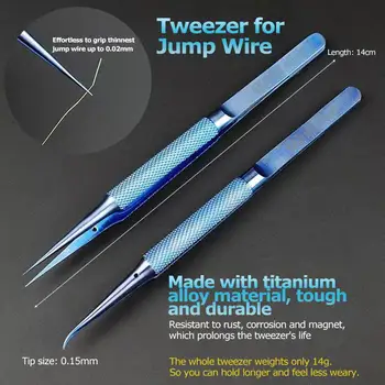 2UUL titanium alloy tweezer Blue curned straight tip 0.1mm tweezer For Mobile phone motherboard repair precise wire jump
2UUL titanium alloy tweezer Blue curned straight tip 0.1mm tweezer For Mobile phone motherboard repair precise wire jump