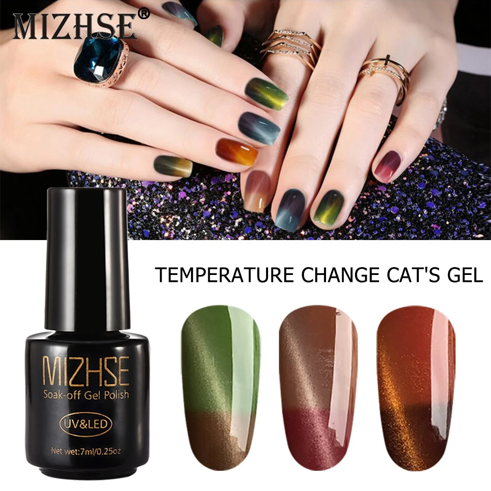MIZHSE Thermal Cat Eyes Effect Gel Nail Polish Color Changing Gel Soak Off UV Gel Permanent UV and LED Enamels Nail Lacquer
MIZHSE Thermal Cat Eyes Effect Gel Nail Polish Color Changing Gel Soak Off UV Gel Permanent UV and LED Enamels Nail Lacquer