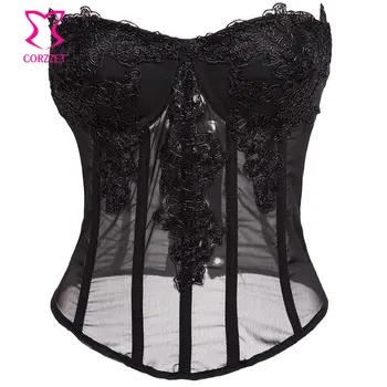 Black Chiffon Appliques Padded Bra Push Up Lace Up Back Bustier Corset Lingerie Corpetes E Espartilhos Sexy Gothic Clothing
Black Chiffon Appliques Padded Bra Push Up Lace Up Back Bustier Corset Lingerie Corpetes E Espartilhos Sexy Gothic Clothing