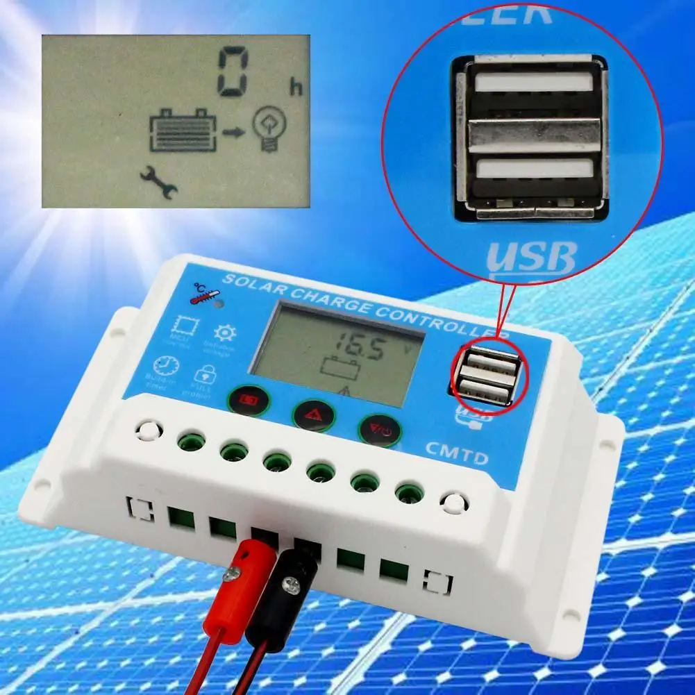 HOT 12V/24V AUTO 20A LCD PWM Solar Panel Charge Controller With Dual USB 5V | Обустройство дома