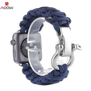 

AOOW Nylon Rope Watchband 38mm 42mm for Apple Watch iwatch 1 2 3 Military Tactical Parachute Cord Survival Watchband Accessories