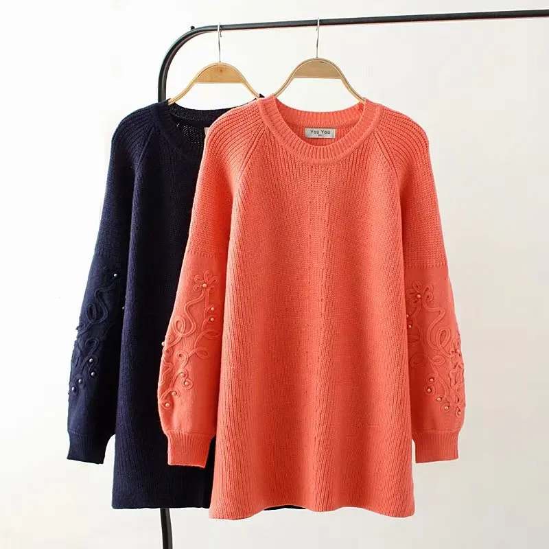 Plus size autumn winter O-Neck flare sleeve women Knitted pullovers 2018 casual solid color beading ladies sweater wool female
Plus size autumn winter O-Neck flare sleeve women Knitted pullovers 2018 casual solid color beading ladies sweater wool female