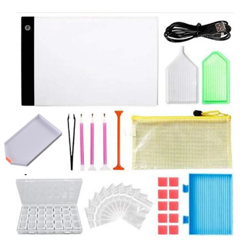 DIY Diamond Painting Tools Diamond Storage Box Bags Dimmable A4 LED Lighted Diamond Painting Board Diamond Box Drill Pen Set
DIY Diamond Painting Tools Diamond Storage Box Bags Dimmable A4 LED Lighted Diamond Painting Board Diamond Box Drill Pen Set
