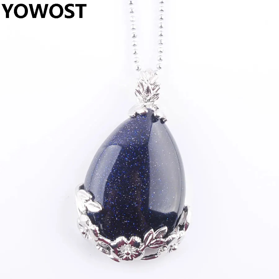 YOWOST Natural Blue Sand Water Drop Shape Gem Stone Love Beads Reiki Chakra Healing Pendant & Necklace Chain Jewelry Gift IN3472
YOWOST Natural Blue Sand Water Drop Shape Gem Stone Love Beads Reiki Chakra Healing Pendant & Necklace Chain Jewelry Gift IN3472