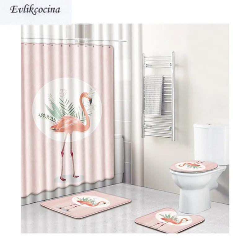 Бесплатная доставка 4 шт. одинокий Фламинго Casa De Banho Banyo коврик для ванной комнаты