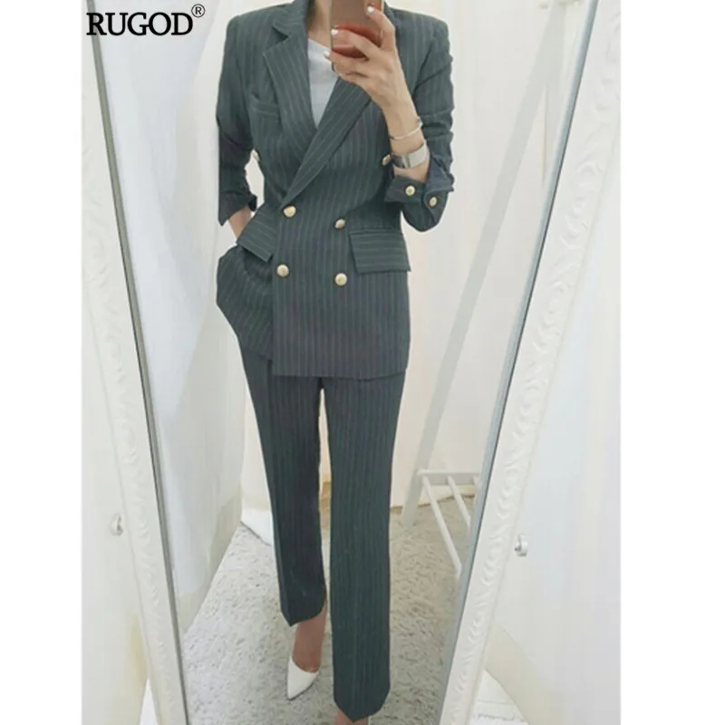 RUGOD 2019 Office Lady Pant Suits Women Elegant Double Breasted Long Sleeve Blazer Long Pants Suit Two Piece Tracksuits Outwear
RUGOD 2019 Office Lady Pant Suits Women Elegant Double Breasted Long Sleeve Blazer Long Pants Suit Two Piece Tracksuits Outwear