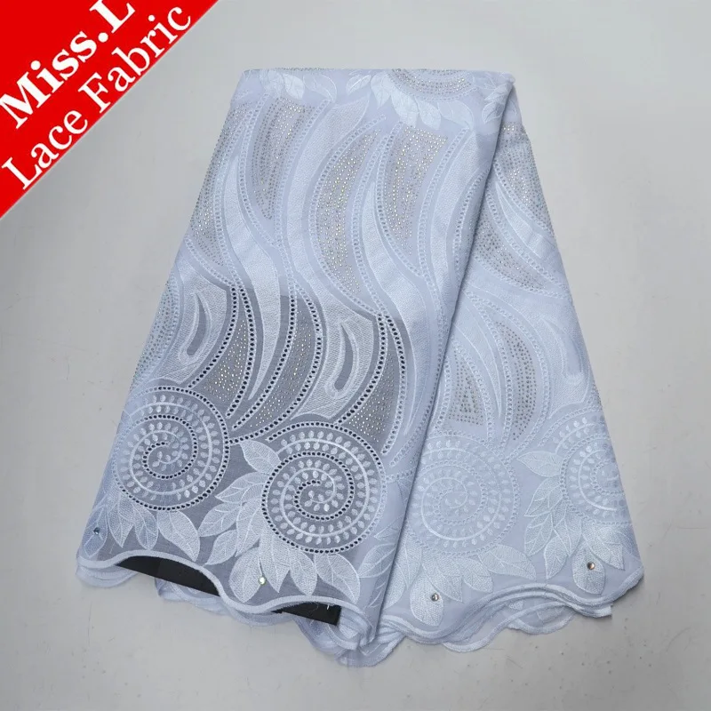 Miss L Appliqued Rhinestones Swiss Cotton Lace Fabric with Eyelet Design African Voile Lace Switzerland with Stones for Wedding
Miss L Appliqued Rhinestones Swiss Cotton Lace Fabric with Eyelet Design African Voile Lace Switzerland with Stones for Wedding