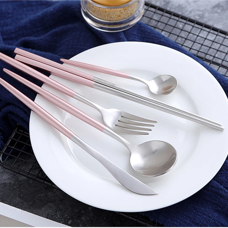 30pcs KuBac Hommi Quality Stainless Steel Knife Fork Pink Dinnerware Set Pink Silver Cutlery Set Pink Color Drop Shipping
30pcs KuBac Hommi Quality Stainless Steel Knife Fork Pink Dinnerware Set Pink Silver Cutlery Set Pink Color Drop Shipping