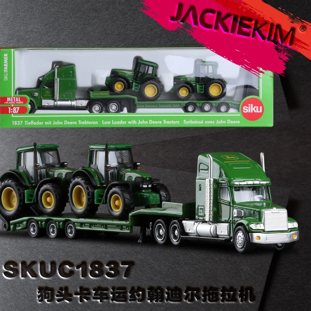 

Hot SIKU 1:87 Scale Truck Toy Tractors Model Platform Truck With New Holland Tractors Alloy Trailer Kids Toys In New Box