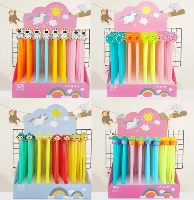 48pcs/lot cartoon gel pen fruit donut cat horse duck dog cactus kawaii Children prize sign pen creative promotion gift
48pcs/lot cartoon gel pen fruit donut cat horse duck dog cactus kawaii Children prize sign pen creative promotion gift