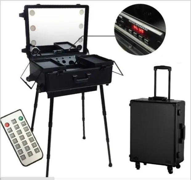 Pro Makeup Station Artist Case with Dimmable Lighted Mirror, Legs, Music Speaker Multimedia Cosmetic Box
Pro Makeup Station Artist Case with Dimmable Lighted Mirror, Legs, Music Speaker Multimedia Cosmetic Box