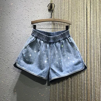 hot drill diamond women shorts summer new short sexy solid blue female jeans club loose wide leg A-line denim shorts top quality
hot drill diamond women shorts summer new short sexy solid blue female jeans club loose wide leg A-line denim shorts top quality
