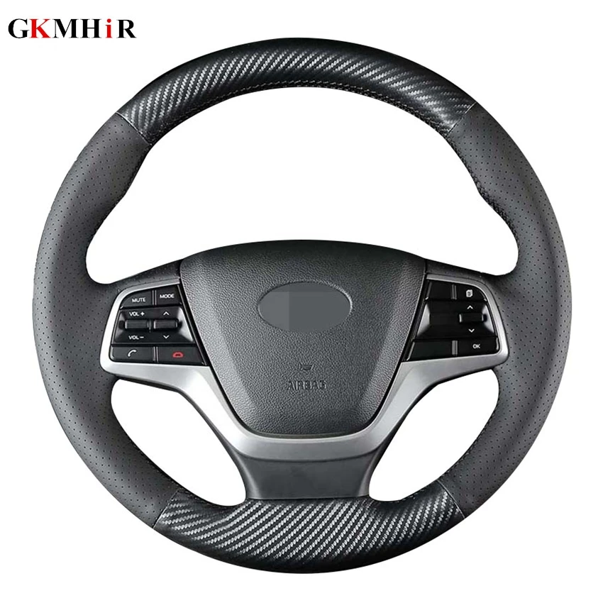GKMHiR DIY Black Carbon Fiber Leather Car Steering Wheel Cover for Hyundai Elantra 4 2016 - 2018 Solaris 2017 Accent 2018
GKMHiR DIY Black Carbon Fiber Leather Car Steering Wheel Cover for Hyundai Elantra 4 2016 - 2018 Solaris 2017 Accent 2018