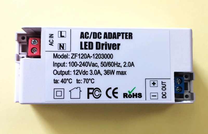 

5pcs 12V 3A 36W LED Driver AC/DC adapter transformer For LED 5050 3528 Strip RGB ceiling Light bulb Switch Power Supply 100-240V